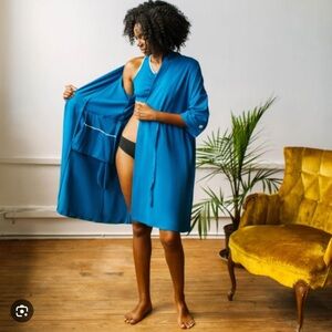 NWT The Brobe Surgical Recovery Robe In Blue Size XXXL 3X Mastectomy Recovery